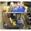 Image 1 : 2 TIER METAL ROLLING CART WITH CONTENTS 36X24X38