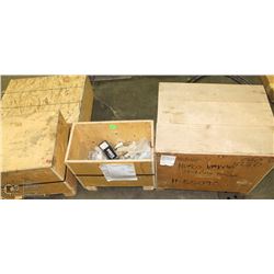 LOT OF 4 WOOD OF ASSORTED HARDWARE INCLUDING GEAR