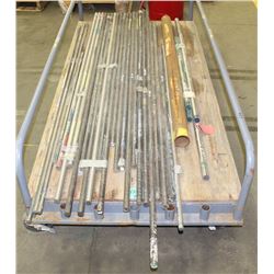 LOW ROLLING CART WITH ASSORTED STEEL BAR STOCK