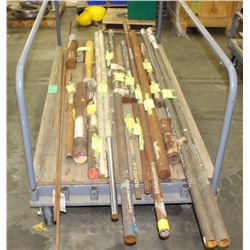 LOW ROLLING CART WITH ASSORTED STEEL BAR STOCK