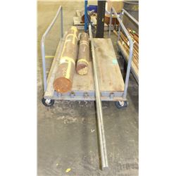 LOW ROLLING CART WITH ASSORTED STEEL BAR STOCK