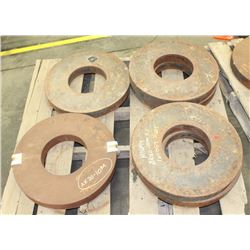 PALLET OF LARGE DIAMETER STEEL DONUTS