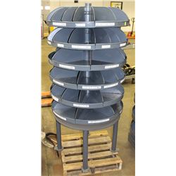 6 TIER ROUND METAL ROTATING PARTS BIN, 30" X 60"