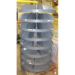 8 TIER ROUND METAL ROTATING PARTS BIN, 36"X67"
