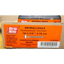 CASE OF GRIPRITE DRYWALL NAILS - 20 PACKS IN CASE