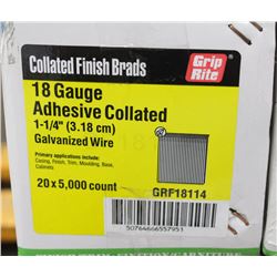 BOX OF GRIPRITE 18 GAUGE ADHESIVE COLLATED 1-1/4"