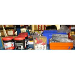 2 SHELVES OF CLEANING WIPE, DUCT TAPE, PAINT