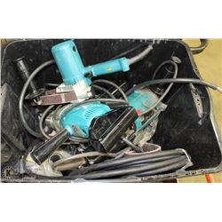 TOTE WITH MAKITA POWER TOOLS, INCL GRINDER, HAMMER