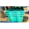 Image 1 : LOT WITH 3 PLASTIC BINS 15"X24", AND 2 CHAINS
