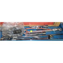 LOT OF VARIOUS WRENCHES, EXTENSIONS & SOCKETS