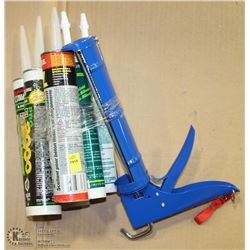 6 TUBES OF ASSORTED SEALANTS AND CAULKING GUN
