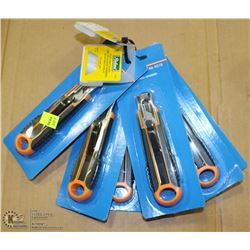 LOT  OF 5 UTILITY KNIVES WITH 2 PACKS REPLACEMENT