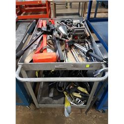 METAL ROLLING SHOP CART WITH CONTENTS