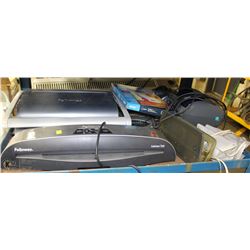 SHELF W/ FELLOWES WIRE BINDING MACHINE, FELLOWES