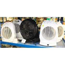 LOT OF 7 ASSORTED ROOM HEATERS & FANS