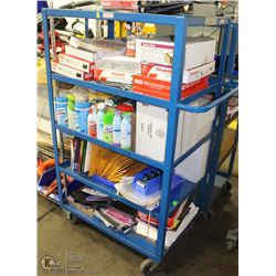 ROLLING METAL CART WITH CONTENTS,