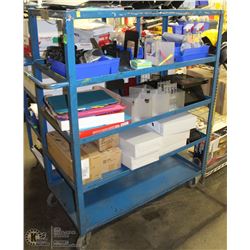 ROLLING METAL CART WITH CONTENTS,