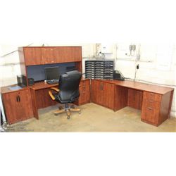 5PC OFFICE DESK SET INCL  2 DESKS, CABINET & HUTCH