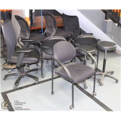 LOT OF ROLLING OFFICE CHAIRS & STOOLS
