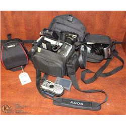 LOT OF 7 ASSORTED CAMERAS - SOME WITH CHARGERS