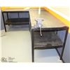 Image 1 : LOT OF 2 METAL WORK BENCHES - ONE WITH VISE