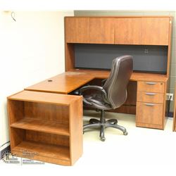 CORNER OFFICE DESK WITH HUTCH & MATCHING SMALL