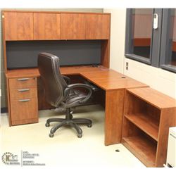 CORNER OFFICE DESK WITH HUTCH & MATCHING SMALL