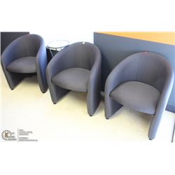 LOT OF 3 WAITING ROOM CHAIRS WITH METAL & GLASSTOP