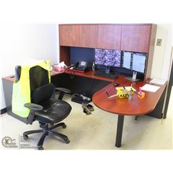 U SHAPED OFFICE DESK WITH HUTCH & CHAIR
