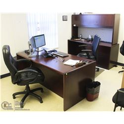 OFFICE DESK WITH CABINET, HUTCH & 2 CHAIRS
