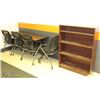 Image 1 : OFFICE TABLE ON CASTORS WITH 4 CHAIRS & BOOKCASE