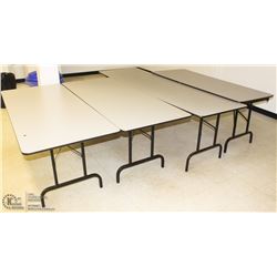 LOT OF THREE 6FT FOLDING TABLES W/ONE 8FT FOLDING
