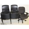 Image 1 : 12 STACKABLE PLASTIC CHAIRS & 1 ROLLING CHAIR