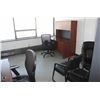 Image 1 : 2 OFFICE DESKS WITH HUTCHES & 5 CHAIRS