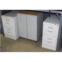 METAL WORK STATION WITH 2 FILING CABINETS