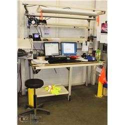 METAL WORK STATION WITH OVERHEAD LIGHT