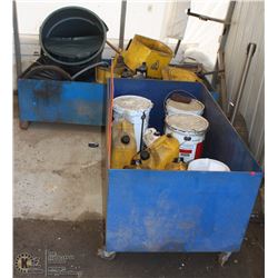 LOT OF 2 ROLLING STEEL BINS WITH CONTENTS
