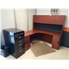 Image 1 : CORNER DESK WITH HUTCH AND 3 DRAWER METAL FILING