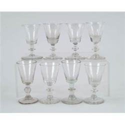 Lot #  505:  LOT OF EIGHT EARLY KNOBBED WINE GLASSES.