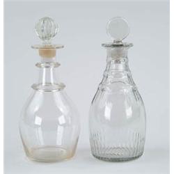 Lot #  506:  PAIR OF EARLY RING DECANTERS.