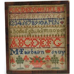Lot #  510:  SMALL COLORFUL CHILDHOOD SAMPLER.