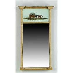 Lot #  513:  AMERICAN FEDERAL GILT WOOD AND EGLOMISE MIRROR BY JOHN DOGGETT, ROXBURY.