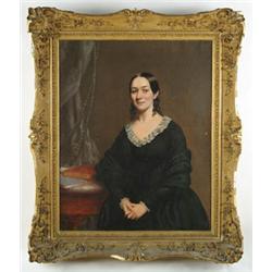 Lot #  515:  UNSIGNED (American, Mid-19th Century) PORTRAIT OF MARY WEBBER.