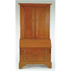 Lot #  529:  TALL COUNTRY PINE TWO PART SLANT LID SECRETARY.