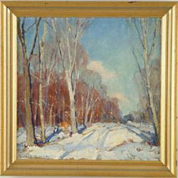 Lot #  531:  EMILE ALBERT GRUPPE (American, 1896-1978) WINTER LANDSCAPE.