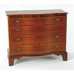 Lot #  550:  SERPENTINE FRONT INLAID FOUR DRAWER CHEST.
