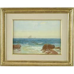 Lot #  554:  FRANK KNOX MORTON REHN (American, 1848-1914) SAILING OFF NEW ENGLAND.