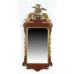Lot #  556:  MAHOGANY CHIPPENDALE FANCY MIRROR WITH PHOENIX.