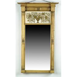 Lot #  565:  EGLOMISE PANEL SPLIT COLUMN TWO PART MIRROR.