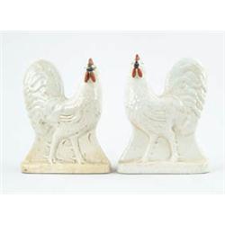 Lot #  566:  PAIR OF STAFFORDSHIRE STANDING COCKERELS.